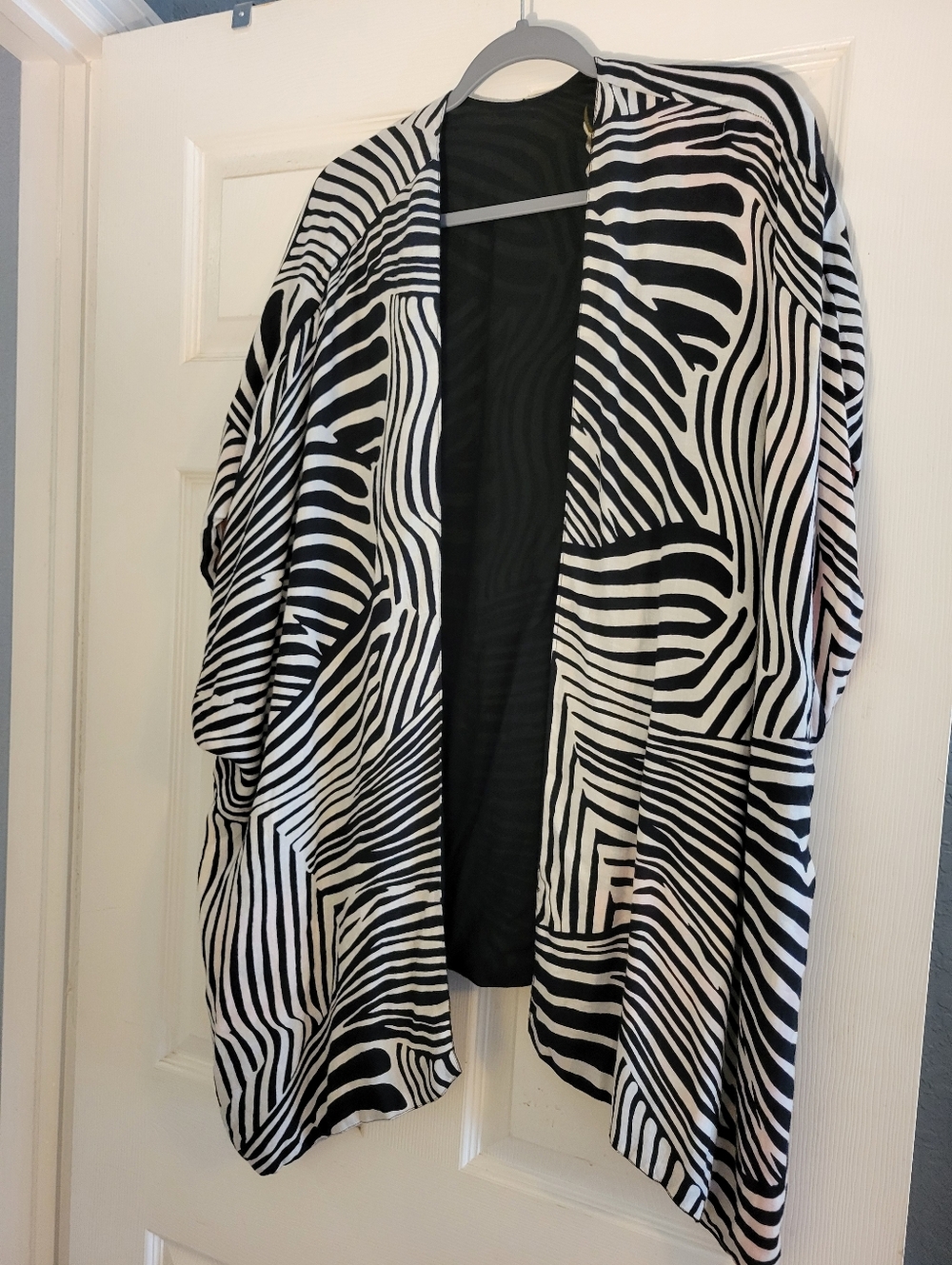 Chico's Black Zebra & Floral Swim Coverup with Coral Accents - Picture 8 of 10